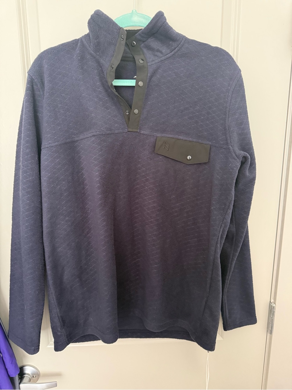 ZYIA Men's Navy Zip-Up Quilted Fleece Pullover